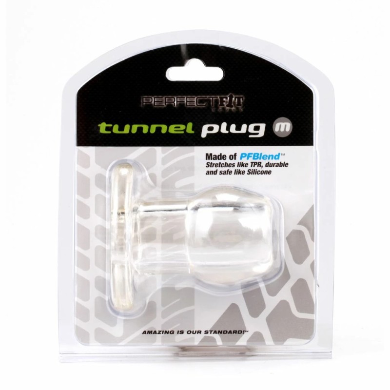 Korek analny tunel - Perfect Fit Tunnel Plug Medium Clear Przezroczysty Średni